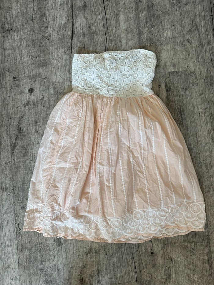 Robe bustier dentelle rose et blanche