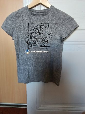 Tee-shirt Mario kart gris chiné et multicolore