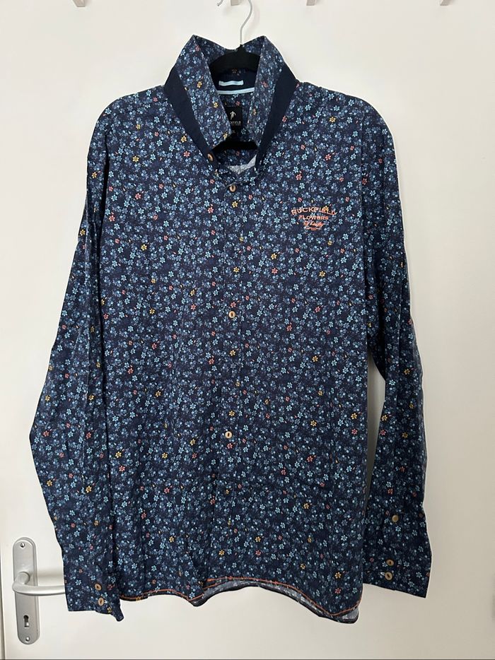Chemise manches longues bleu marine motif liberty Ruckfield 2XL