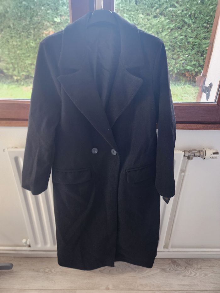 Manteau long noir avec étiquette TU