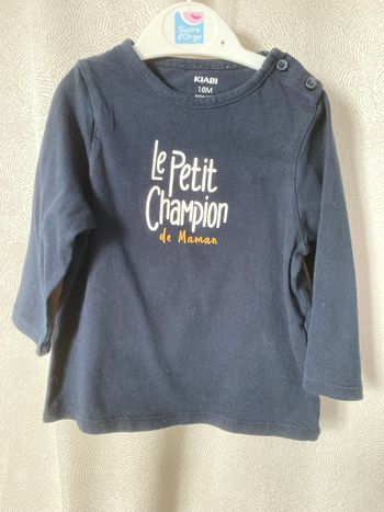 T-shirt marine le petit champion de maman 18 mois kiabi