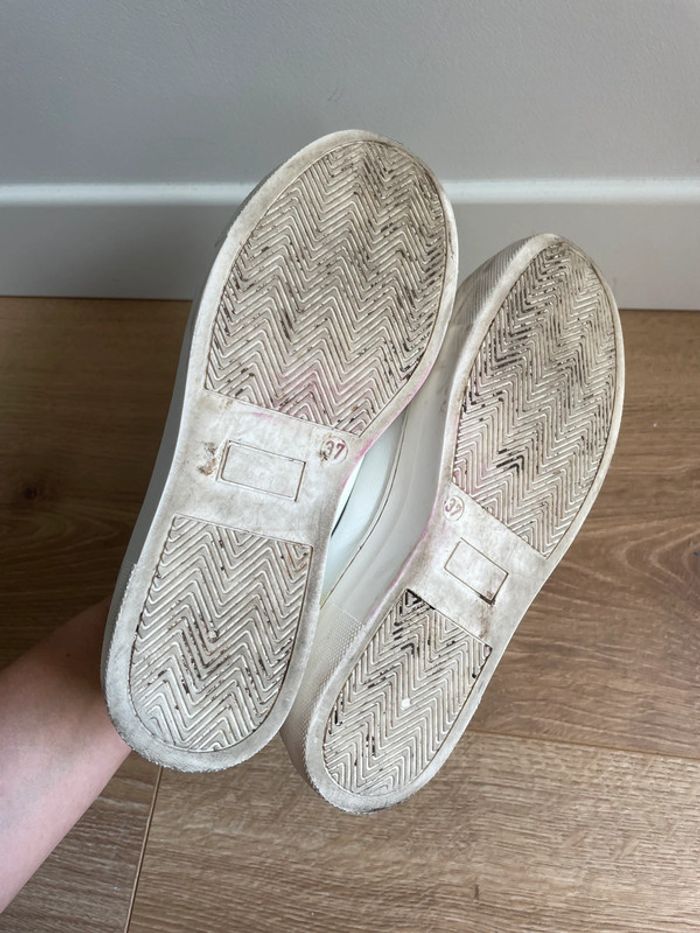 Baskets Moschino Teen blanches et jaune fluo - photo numéro 4