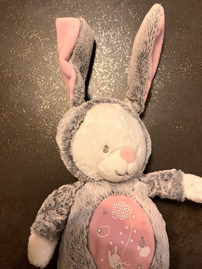 Doudou mots d’enfants ours déguisé lapin gris rose - photo numéro 3