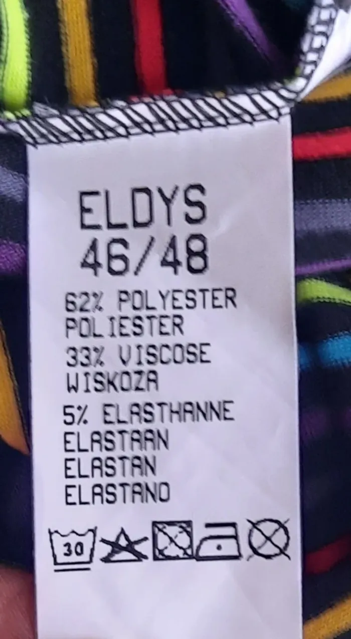 Robe noire avec rayures multicolores, Eldys, taille 46/48 - photo numéro 6
