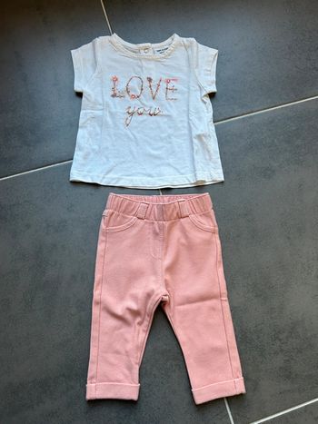 Ensemble lot 2 articles t-shirt et jegging rose TAO bébé fille