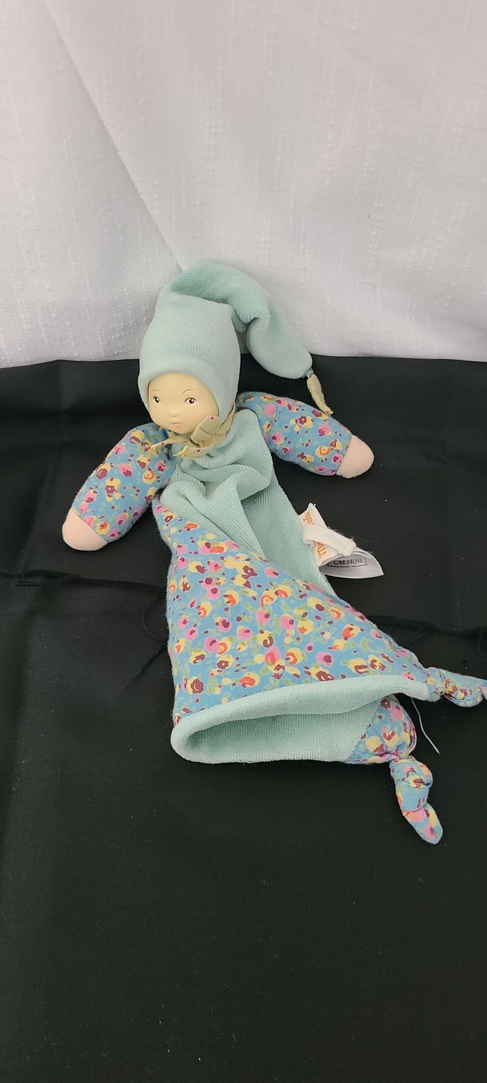 Doudou Moulin Roty Petit Chose Poupee Garcon bleu plat - photo numéro 3