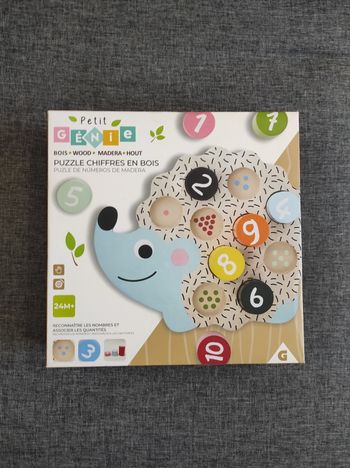 Puzzle chiffres en bois hérisson