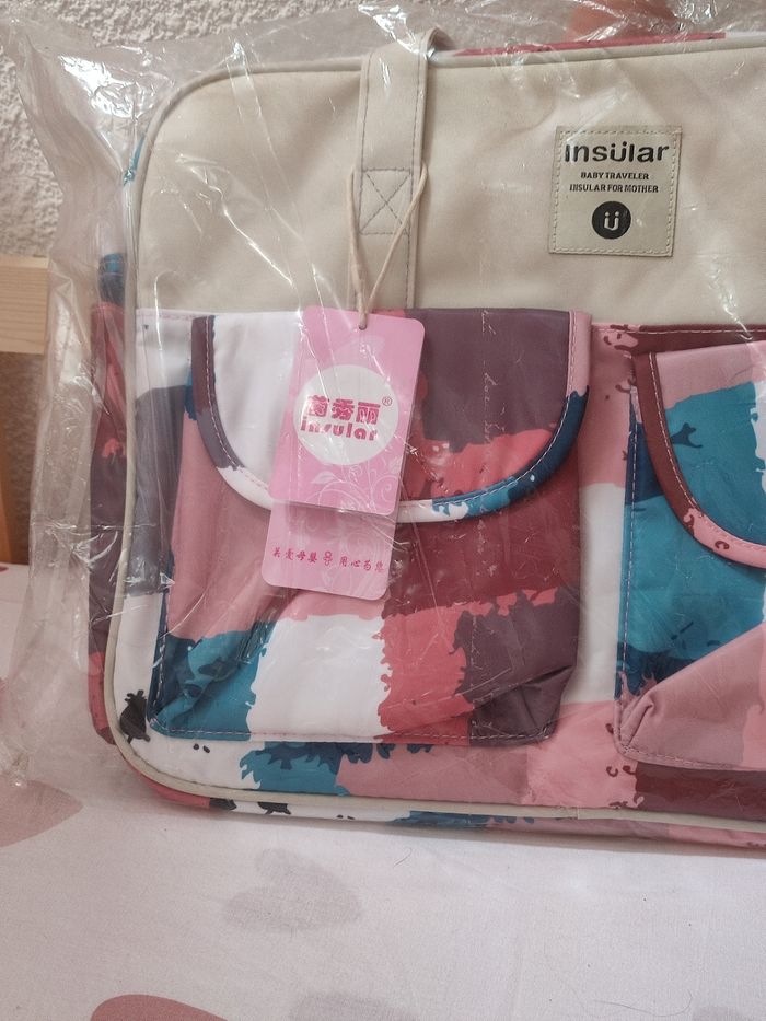 Sac à langer mixte neuf - Rose, bleu et beige - Insular - photo numéro 2
