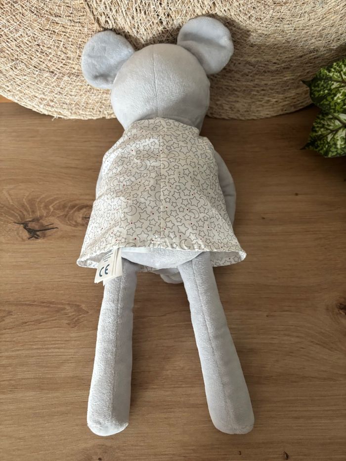 Doudou souris grise robe blanche étoile obaibi - photo numéro 2