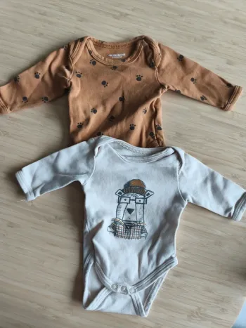 Lot de 2 body manches longues - Verbaudet - 1 mois - mixte