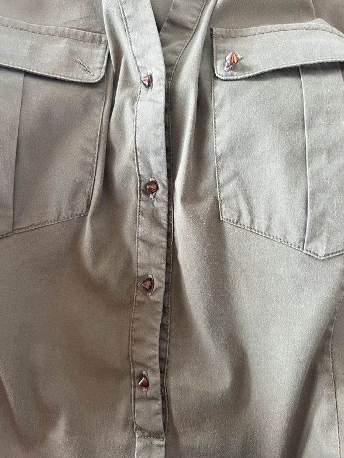 Chemise kaki manches 3/4 Zara - Taille S - photo numéro 10