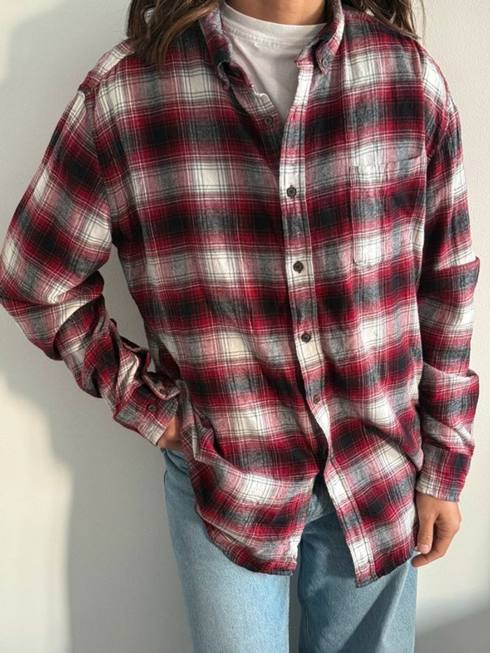 Chemise / Surchemise vintage Croft & Barrow en coton taille L couleur rouge & blanc