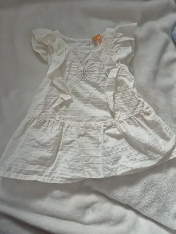 Robe blanche papillon 3 mois orchestra 60 cm