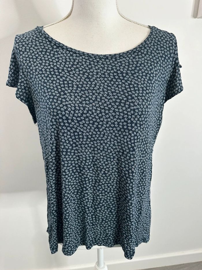 Blouse à fleurs marguerites bleue marine et blanche H&M T40 L