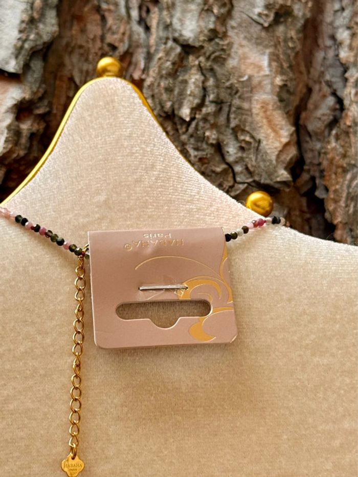 Collier habaha Paris perles et pierres naturelles acier inoxydable or - photo numéro 4