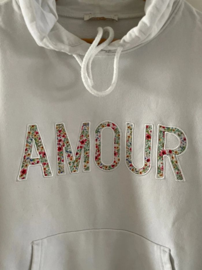 Sweat à capuche blanc Amour - photo numéro 2