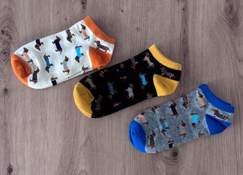 Lot de 3 paires Chaussettes courtes  motif chien teckel hommes femmes