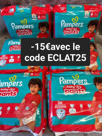 Six pack de couches Pampers taille 6 culotte