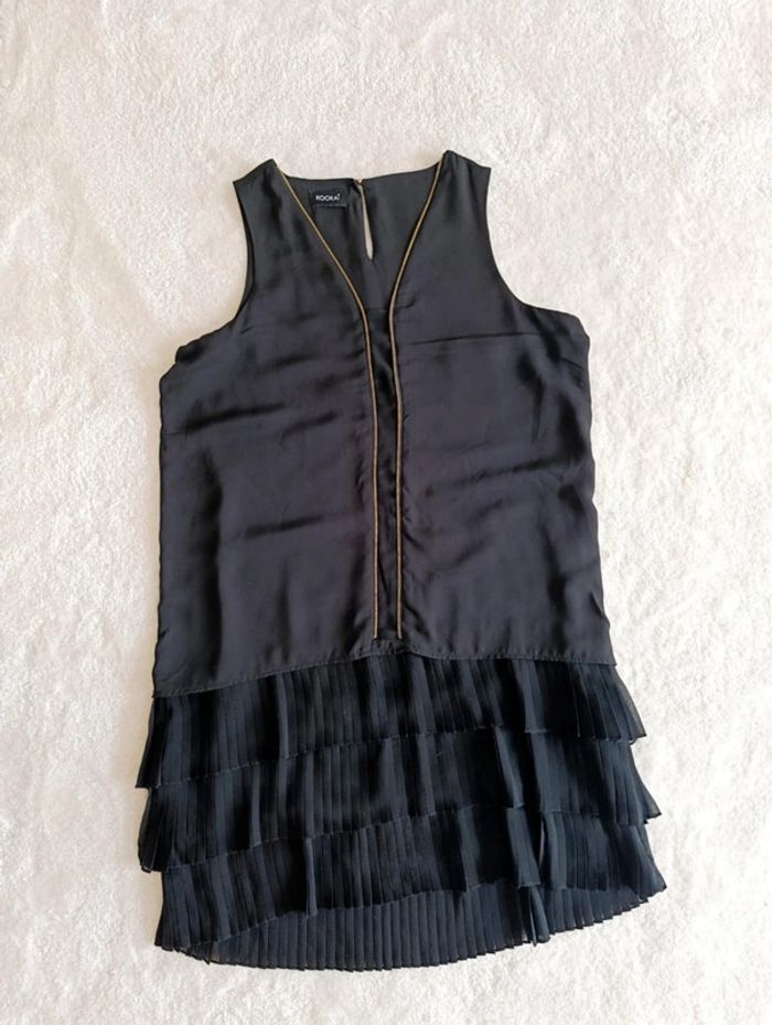 Robe noir Kookaï bas plissée 40 Vintage style années folles 1920's Charleston - photo numéro 4
