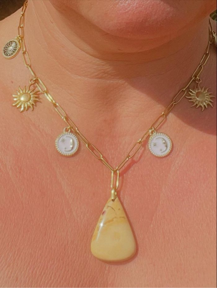 Collier chaîne réglable charmes jaspe - photo numéro 6