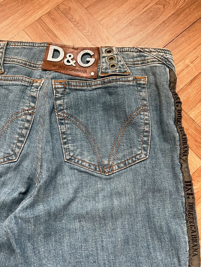 Pantalon jean à jambe large bleu vintage détails motifs côtés Y2K - Dolce & Gabbana - photo numéro 7