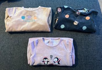 Lot 3 pyjamas hiver en velours bébé fille Tex In extenso 18 mois