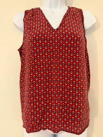 Blouse rouge à motifs en soie Monoprix
