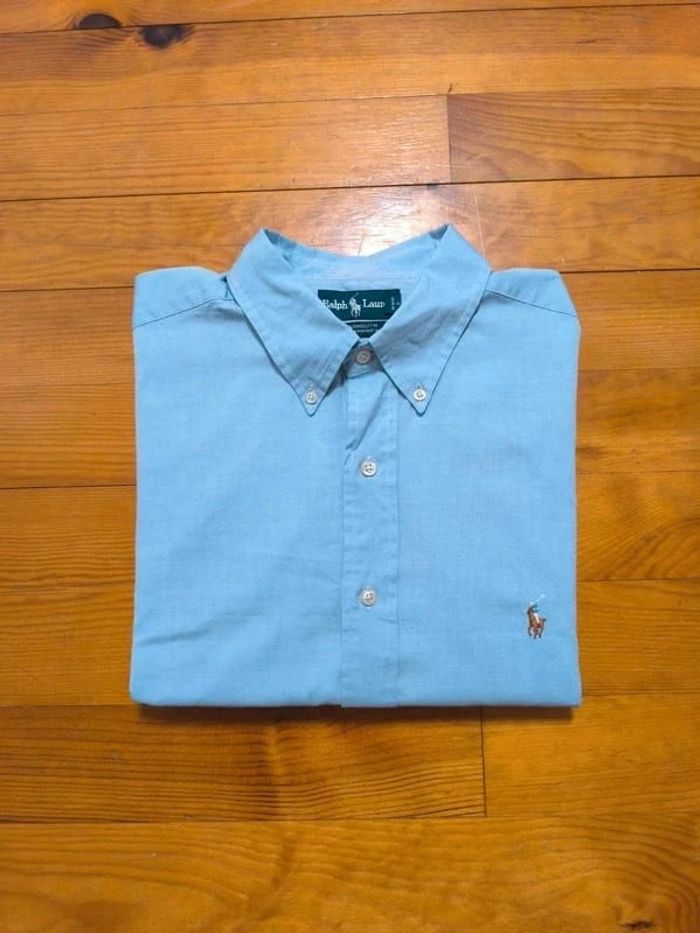 Chemise à manches longues - Ralph Lauren - Yarmouth - Logo brodé premium - Bleu ciel - Taille XXL - photo numéro 2