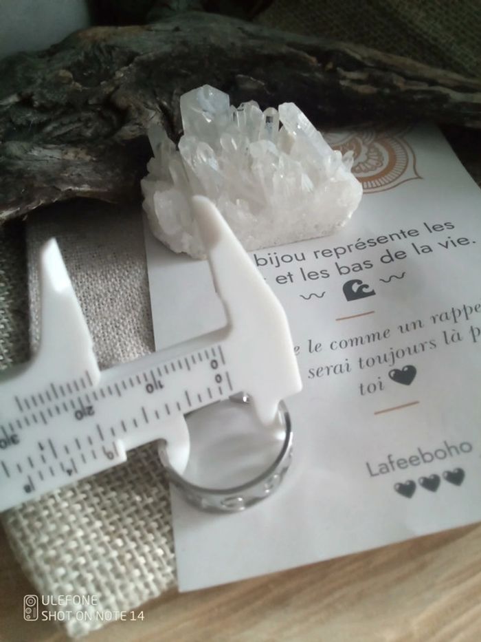 Bague vagues de la vie argentée + carte - photo numéro 3