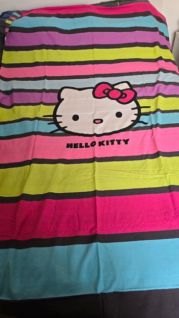 Housse de couette hello kitty rayé