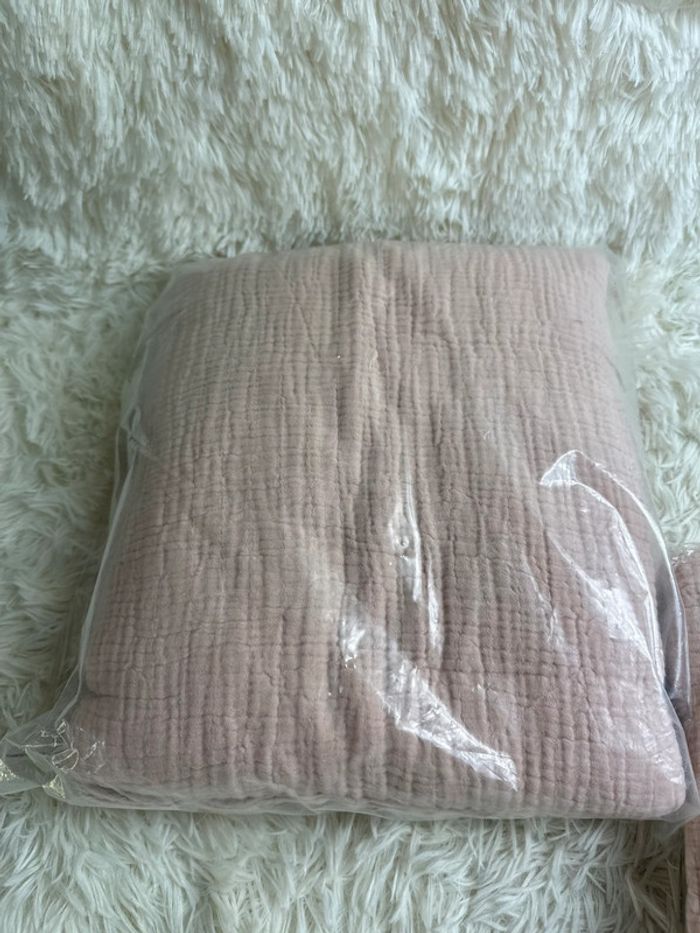 Draps housse et taie d’oreiller en gaze de coton rose la redoute - photo numéro 3