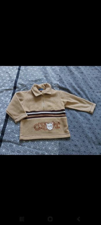 Pull garçon  marron clair et foncé chat 🐱  18 mois