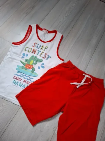 Pyjama surf Hawaï DPAM 8 ans blanc rouge