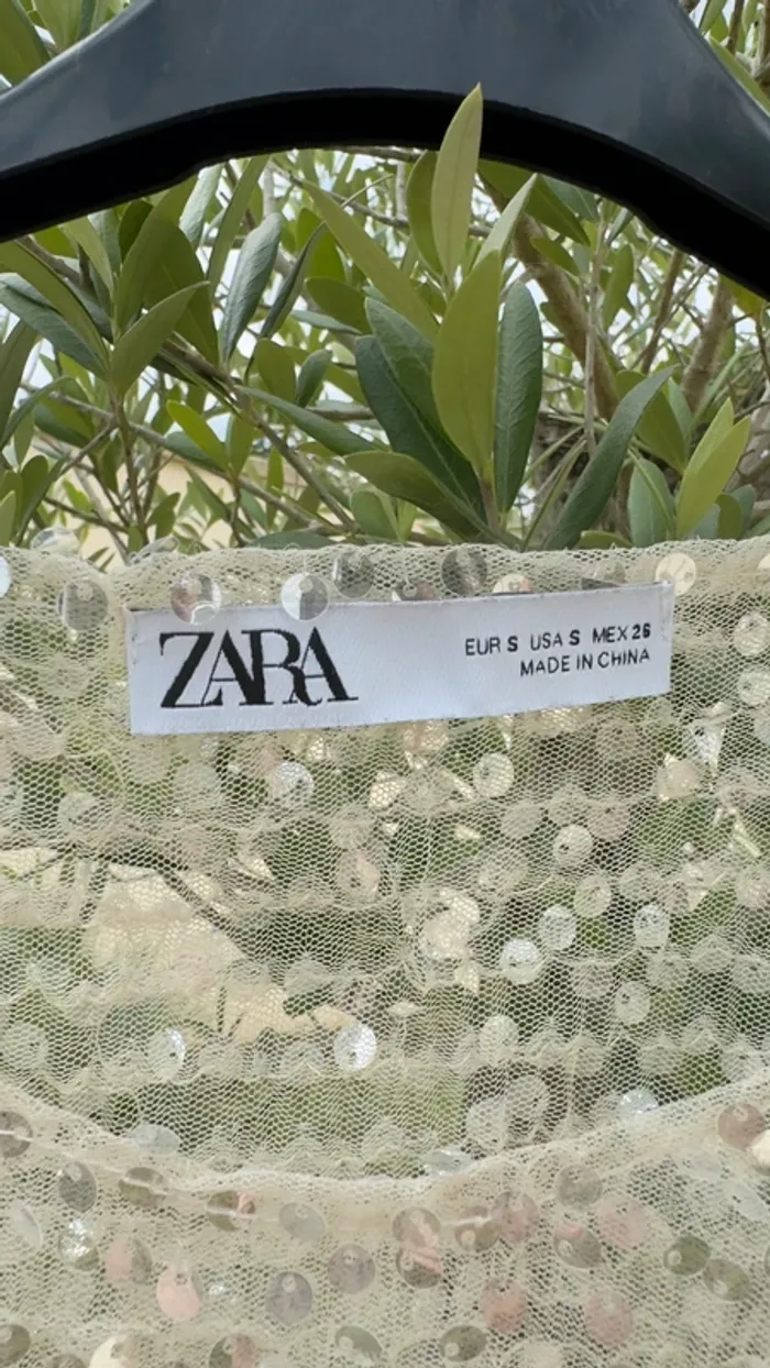 Top blanc sequin zara - Taille S - photo numéro 2