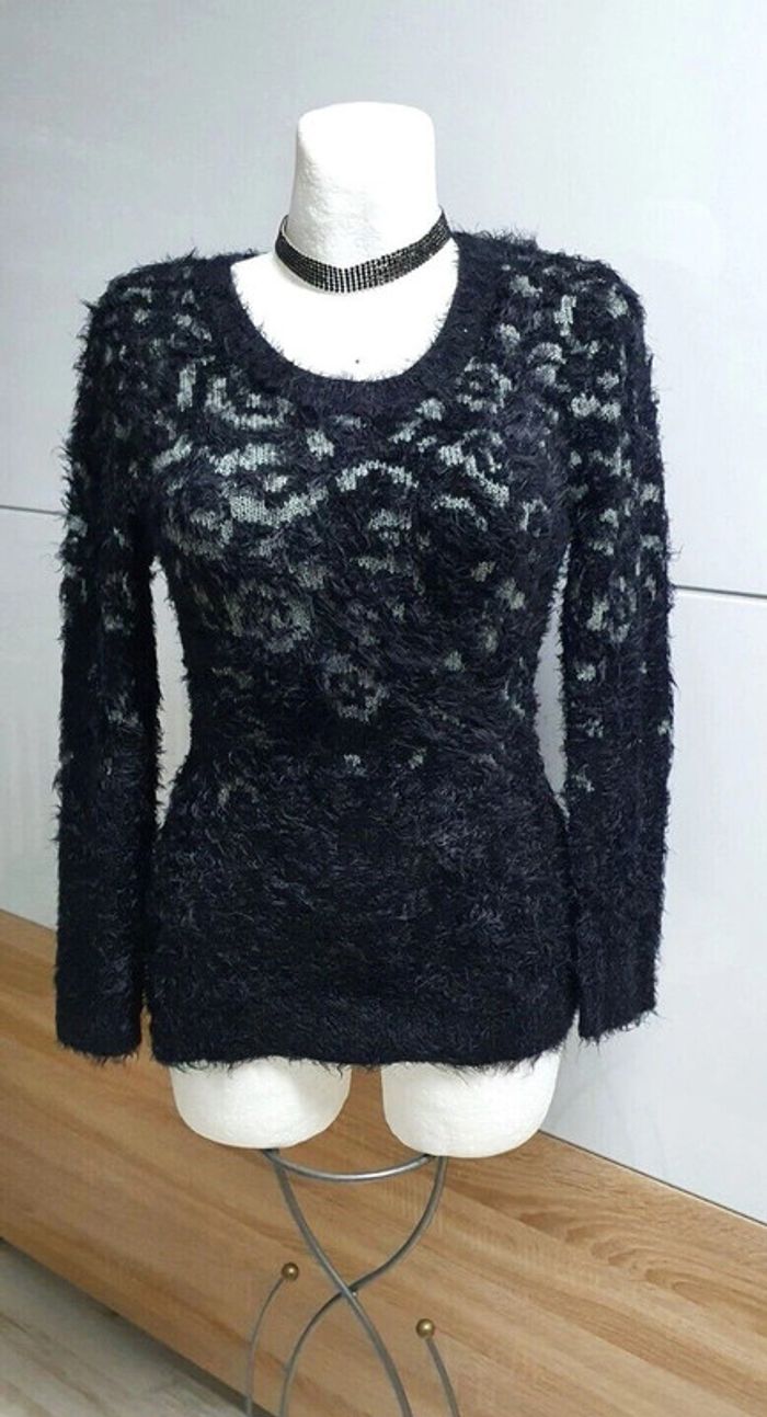 Beau pull noir et gris argenté à poils Yessica 38/40 - photo numéro 11