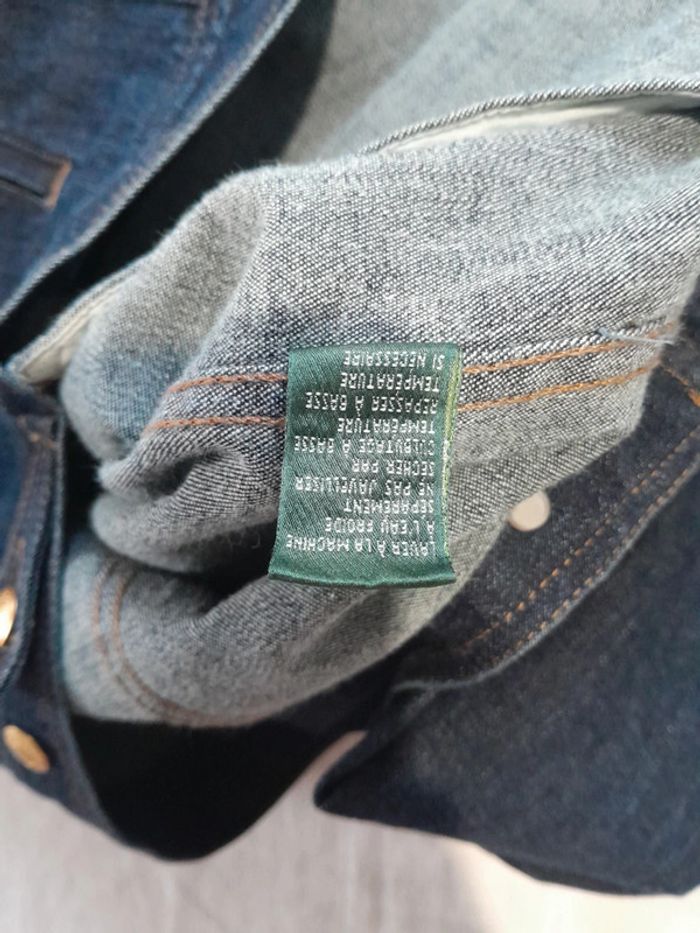 Magnifique veste en jean logo cuir Lauren jeans co ralph lauren - photo numéro 5