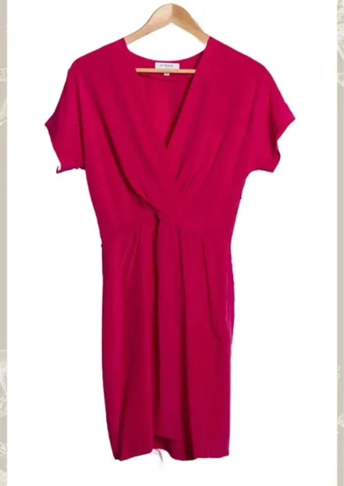 Robe en soie rose fuchsia drapée Les Petites Paris Taille 36 - photo numéro 2