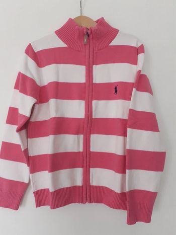 Gilet fille zippé 10 ans blanc et rose