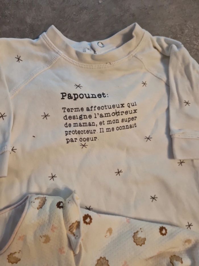 Lot 3 grenouillères bébé fille sans pied blanc motifs T3mois TBE obabi gémo - photo numéro 5