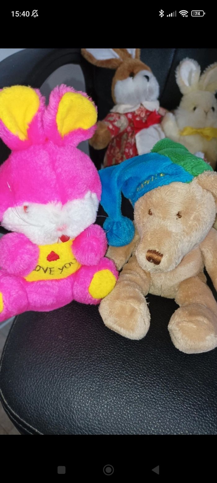 Lot de 7 peluches (lapin, souris, poussin,ours grelot) - photo numéro 5