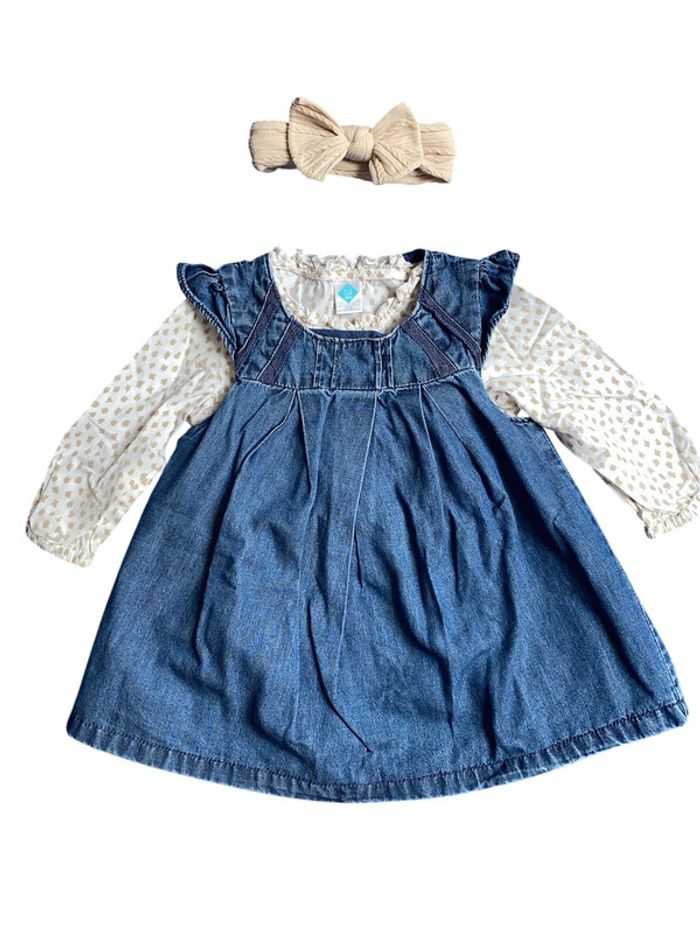 Ensemble robe tunique bandeau fille 9 mois