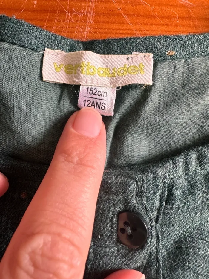 Robe vertbaudet 12a vert sapin doré neuve - photo numéro 4
