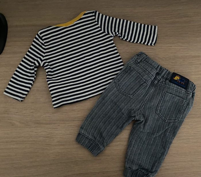 Ensemble t-shirt manches longues et pantalon DPAM 6 mois - photo numéro 2