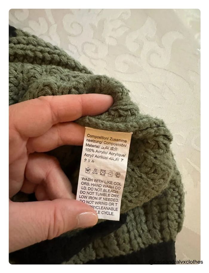 Pull vert kaki rayé noir - Shein - photo numéro 4