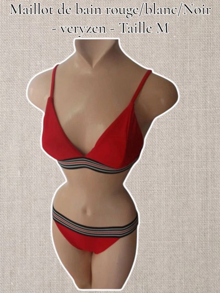 Maillot de bain rouge/blanc/Noir - veryzen - Taille M - photo numéro 2