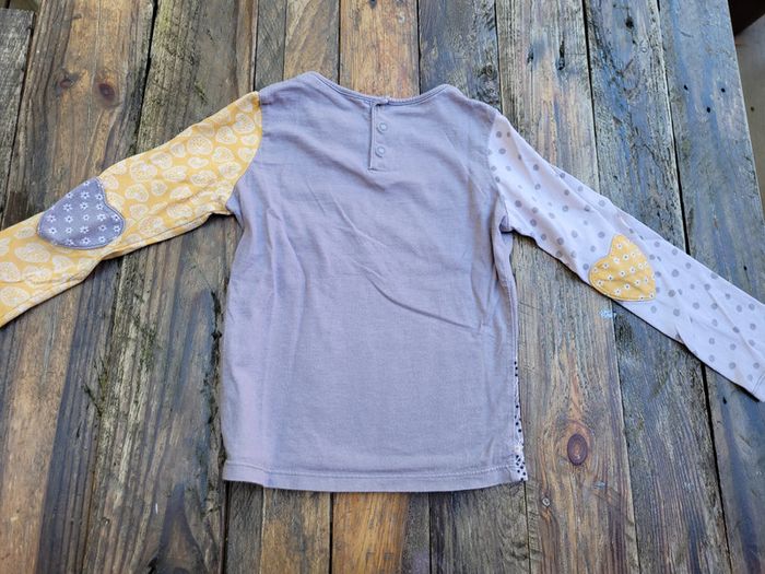 Superbe tee-shirt manches longues Catimini, gris et jaune moutarde, original, 4 ans - photo numéro 2