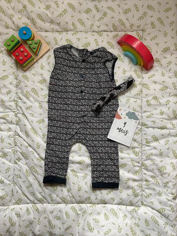 salopette légère marine à motifs avec bandeau 9 mois kiabi pressions entre les jambes