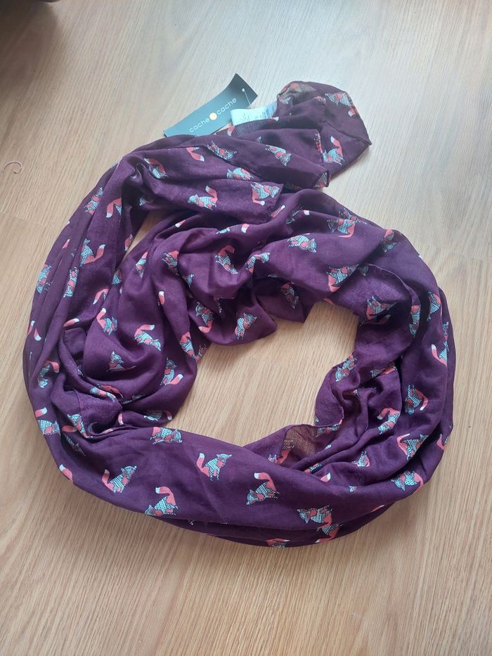 Foulard violet motifs renard Cache Cache neuve  🦊 - photo numéro 2