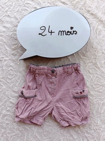 Short velours Fille 24 mois Sergent major 100% coton