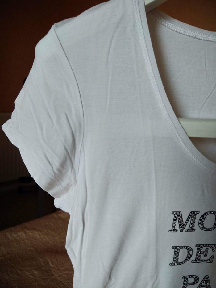 T-shirt blanc à strass femme - photo numéro 4